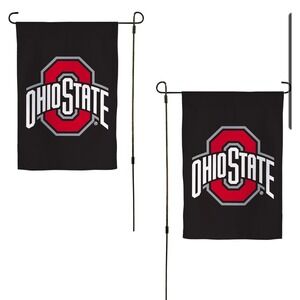 Ohio State Buckeyes Garden Flag Double Sided 12x19 Black 3-Ply Outdoor Decor